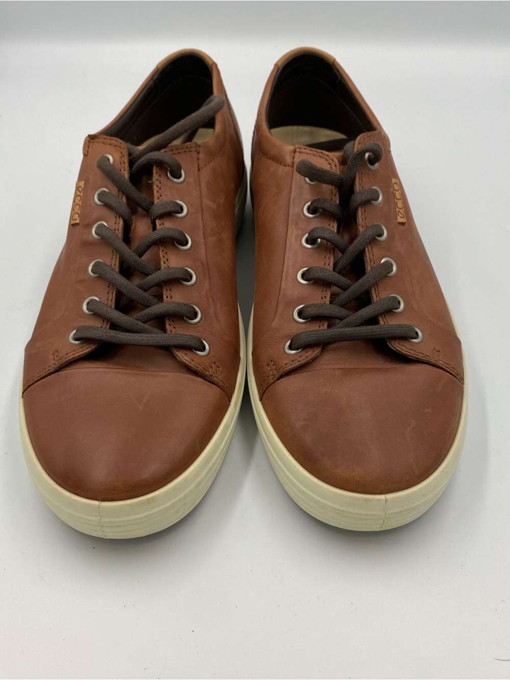 Ecco Men's Rust Brown Leather Low-Top Sneakers